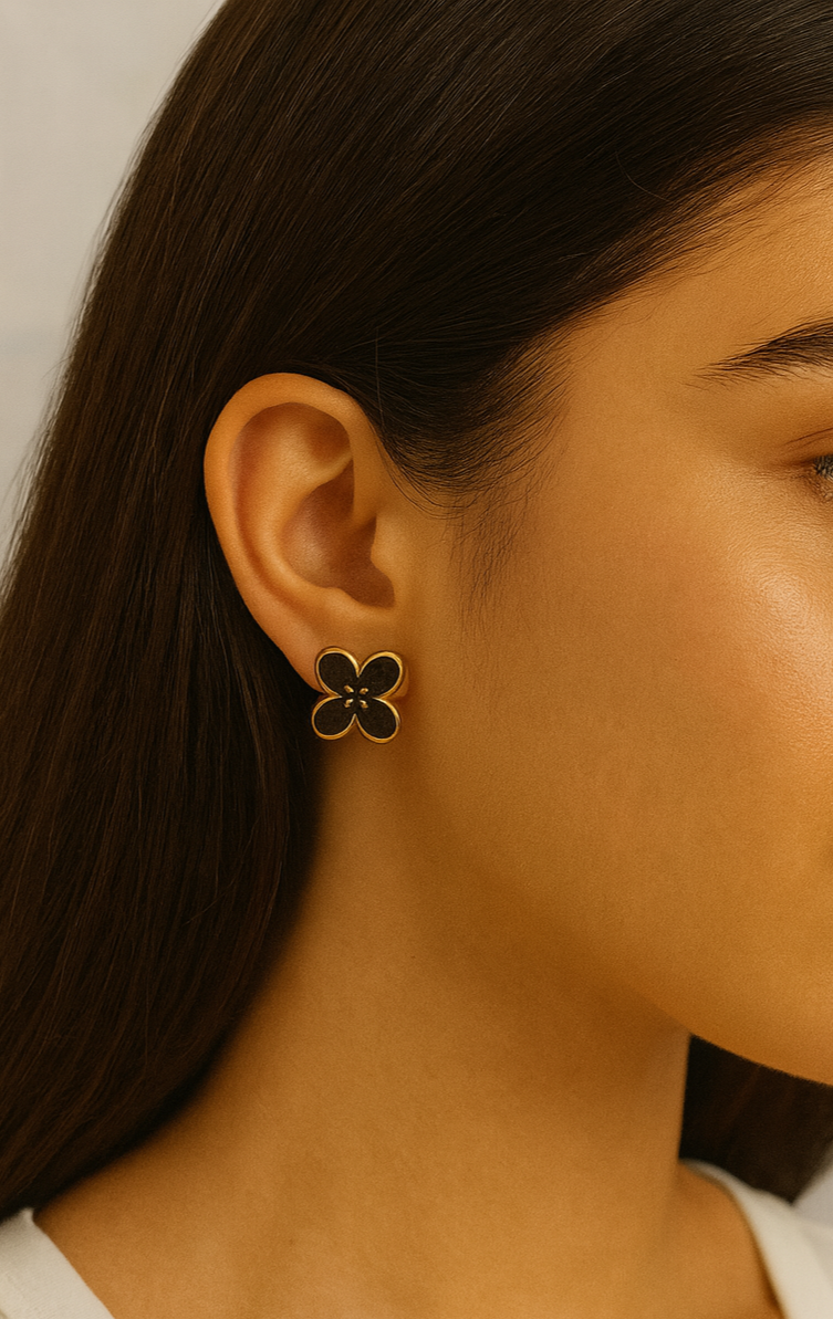Black Blossom Earrings