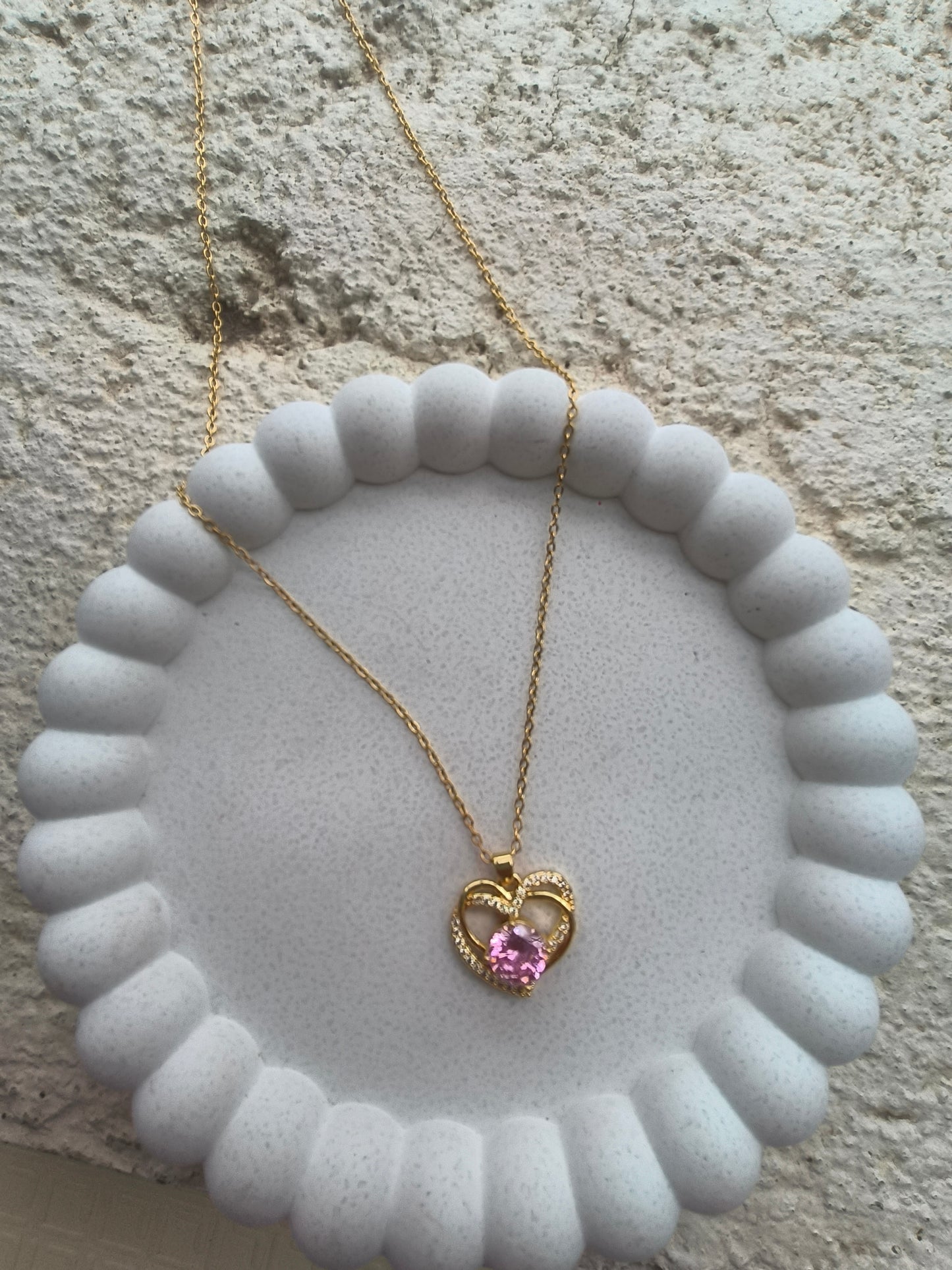 Pink Double Heart Necklace