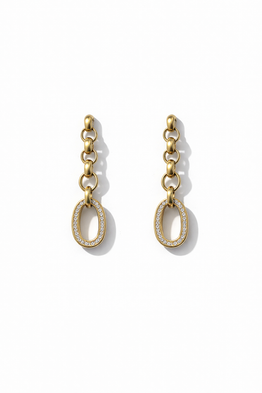 Zirconia Oval linked Earrings
