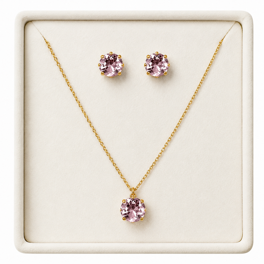 Pink Rose Necklace set