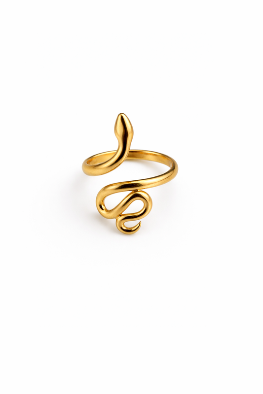 Aelanzza Serpent Ring – gold anti-tarnish snake coil ring for women India