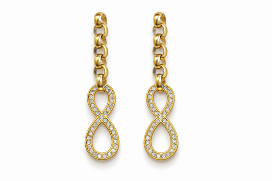 Aelanzza Zirconia Infinity Linked Earrings – gold anti-tarnish crystal chain earrings India